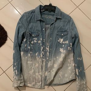 Long sleeve lightweight denim vanilla star splatter jacket